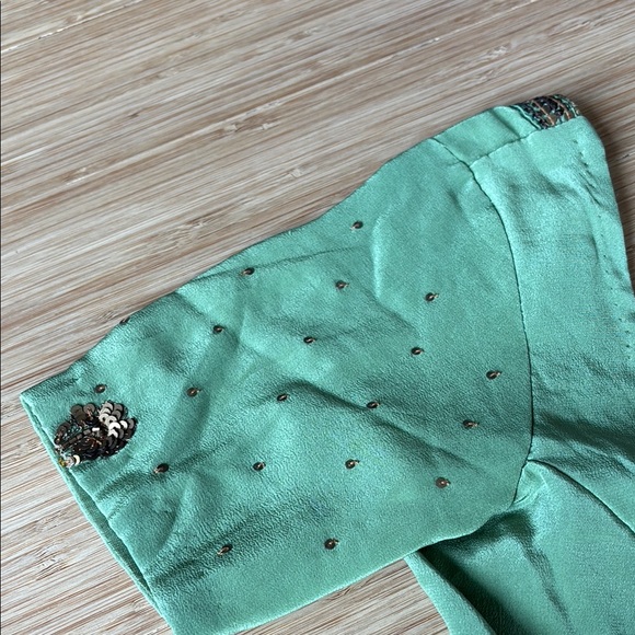 Yellow and Green Embroidered Fabric - Picture 8 of 12